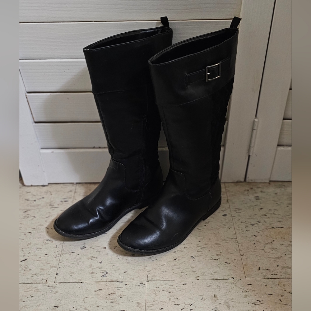 Girls Black Knee-High Boots
